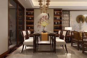 新中式风格家庭餐厅酒柜设计效果图2023