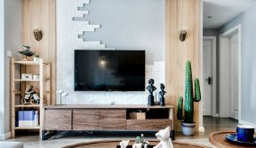 84平混搭风格客厅创意电视墙家装设计