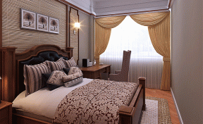 150平米混搭风格四居室卧室实木床设计效果图