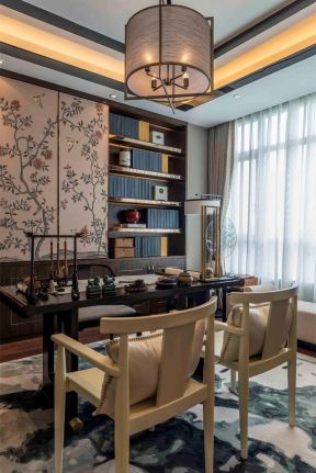 新中式风格家庭书房地毯装饰效果图