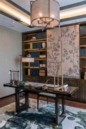新中式风格家庭书房整体布置图片赏析