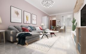 现代北欧风格57平两居客厅沙发设计效果图