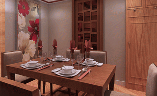 150平米混搭风格四居室餐厅实木餐桌设计效果图