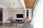 85平小户型客厅粉色电视墙装修设计图片