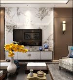 新中式160平方米四居室客厅电视柜设计效果图