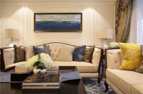 127平米简欧风格平层客厅沙发墙设计图片