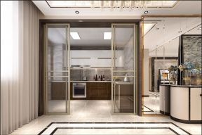 现代轻奢风格170平四居室厨房推拉门设计效果图