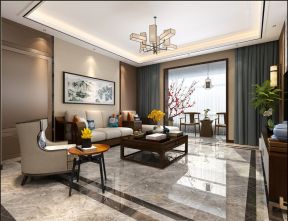 新中式160平方米四居室客厅沙发墙设计效果图