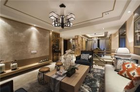 新中式风格客厅实木茶几装潢设计图2023