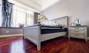 160平米简约欧式风格四居卧室双人床装修实景图