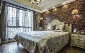 美式风格三居室主卧床头壁灯设计图片