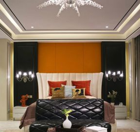 鹭湖宫8区大平层230平现代风格卧室软包床头背景墙