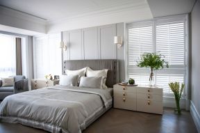 现代欧式风格90平米三室卧室床头壁灯家装图片