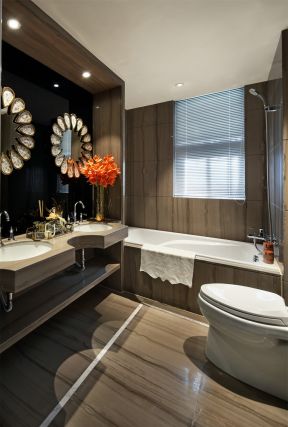 90平米三居室现代欧式风格卫浴间设计图片