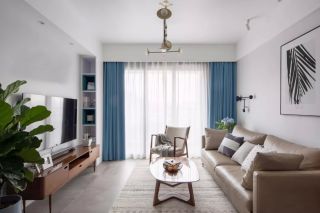 78平北欧风格客厅纯色窗帘装饰图片
