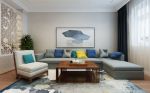 简约现代风格75平二居室客厅沙发墙设计效果图