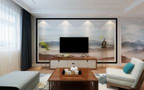 简约现代风格75平二居室客厅电视墙设计效果图