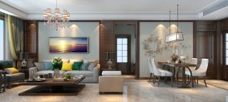 现代风格家庭客厅小沙发摆放设计效果图