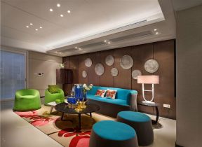 141平米现代风格客厅沙发颜色搭配图片欣赏