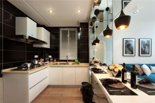 126平米现代简约厨房白色橱柜装修效果图
