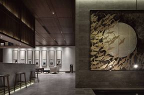新中式风格220平米茶楼大厅玄关设计效果图片