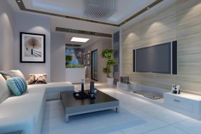 2023现代风格小三居客厅白色沙发图片欣赏