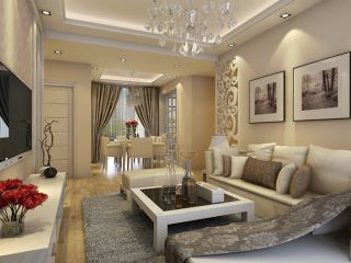 100平欧式风格客厅沙发背景墙装饰画图片