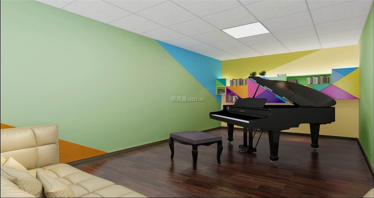 现代风格培训学校钢琴房设计效果图