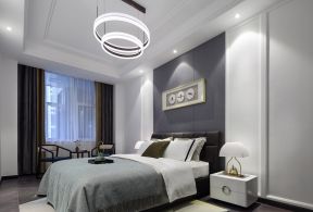 新中式风格97平四居卧室床头台灯设计效果图
