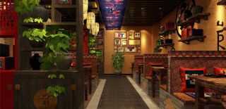 中式风格餐饮餐厅大厅照片背景墙装修效果图