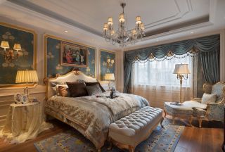 法式轻奢浪漫风格卧室床头挂画装修图片欣赏 