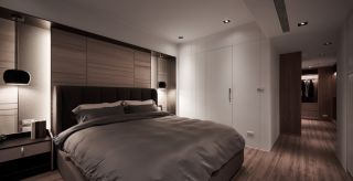 140平米简约风格四居室卧室白色衣柜设计图片