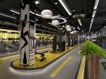 达胜健身800平工业风格健身房走廊设计图片