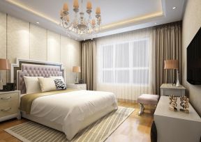欧式风格房屋卧室双层窗帘装修设计效果图