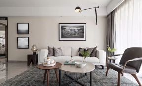 现代简约风格家庭客厅异形茶几装修设计图