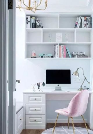 现代法式风格90平米两居书房电脑桌设计图片