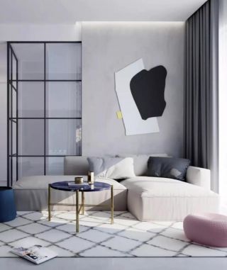 104平米现代北欧风格三居客厅茶几搭配设计图