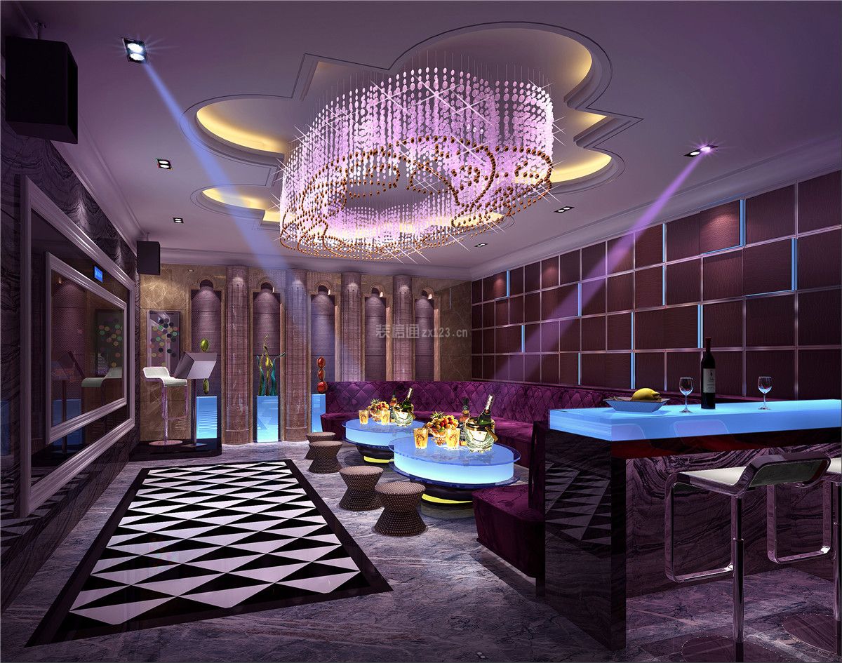 现代风格4000平米ktv包间吧台装修效果图