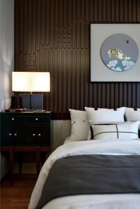 中式风格主卧室床头台灯设计效果图