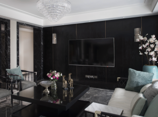 现代风格家庭别墅电视背景墙黑色装修效果图