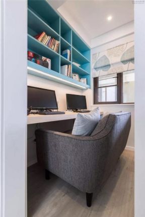 89平米简约风格两居书房电脑桌装饰图片