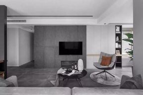 现代风格灰色客厅电视墙设计实景图片