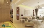 现代欧式风格120平米二居客厅沙发墙家装效果图