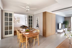 北欧简约风格86平米三居餐厅实木餐桌椅设计图