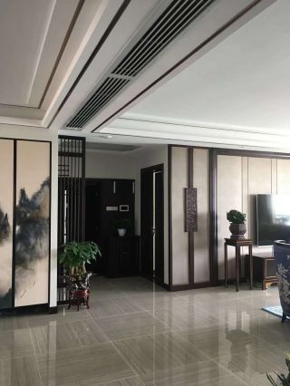 新中式风格140平米三居过道家装图片