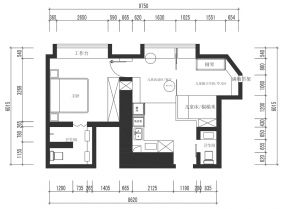 58平米二居室住宅平面设计图