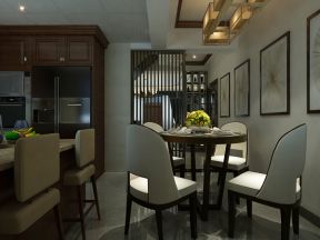 300平米新中式风格别墅餐厅背景墙装潢效果图