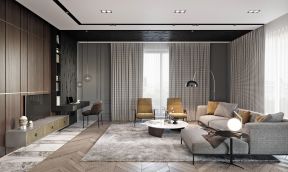  2020现代时尚客厅窗帘效果图欣赏 客厅落地灯具图片