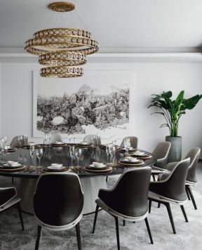 圆形餐厅装修效果图 家庭餐桌椅子 简约餐桌椅效果图