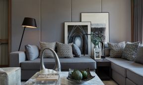 现代简约风格120平二居室客厅沙发设计图片